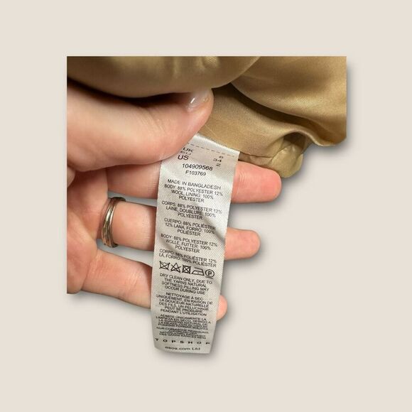 ASOS TopShop Belted Brushed Shacket in Camel Size US 2 - Picture 11 of 11